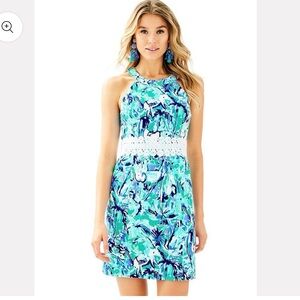 EUC Lilly Pulitzer Ashlyn Shift Dress Sz 2 Elephant Appeal Tropical Turquoise